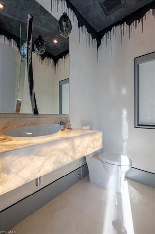 guest bath with light up crystal stone