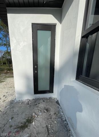 bathroom outside next to the patio