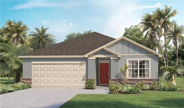 Ranch-style house with a garage, a front lawn, concrete driveway, and stucco siding