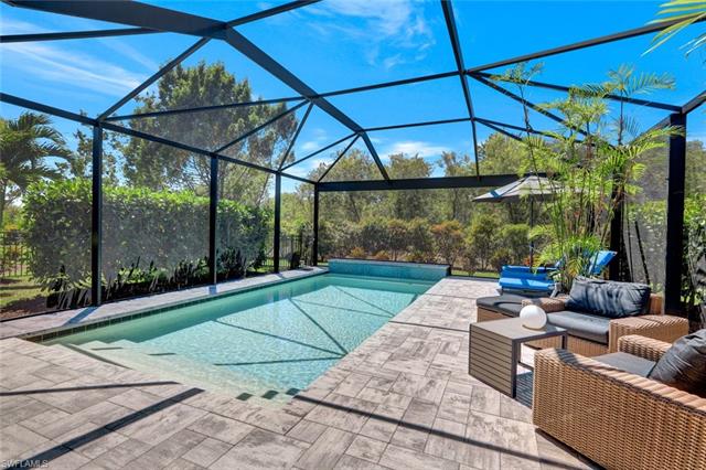View of pool with a patio and a lanai
